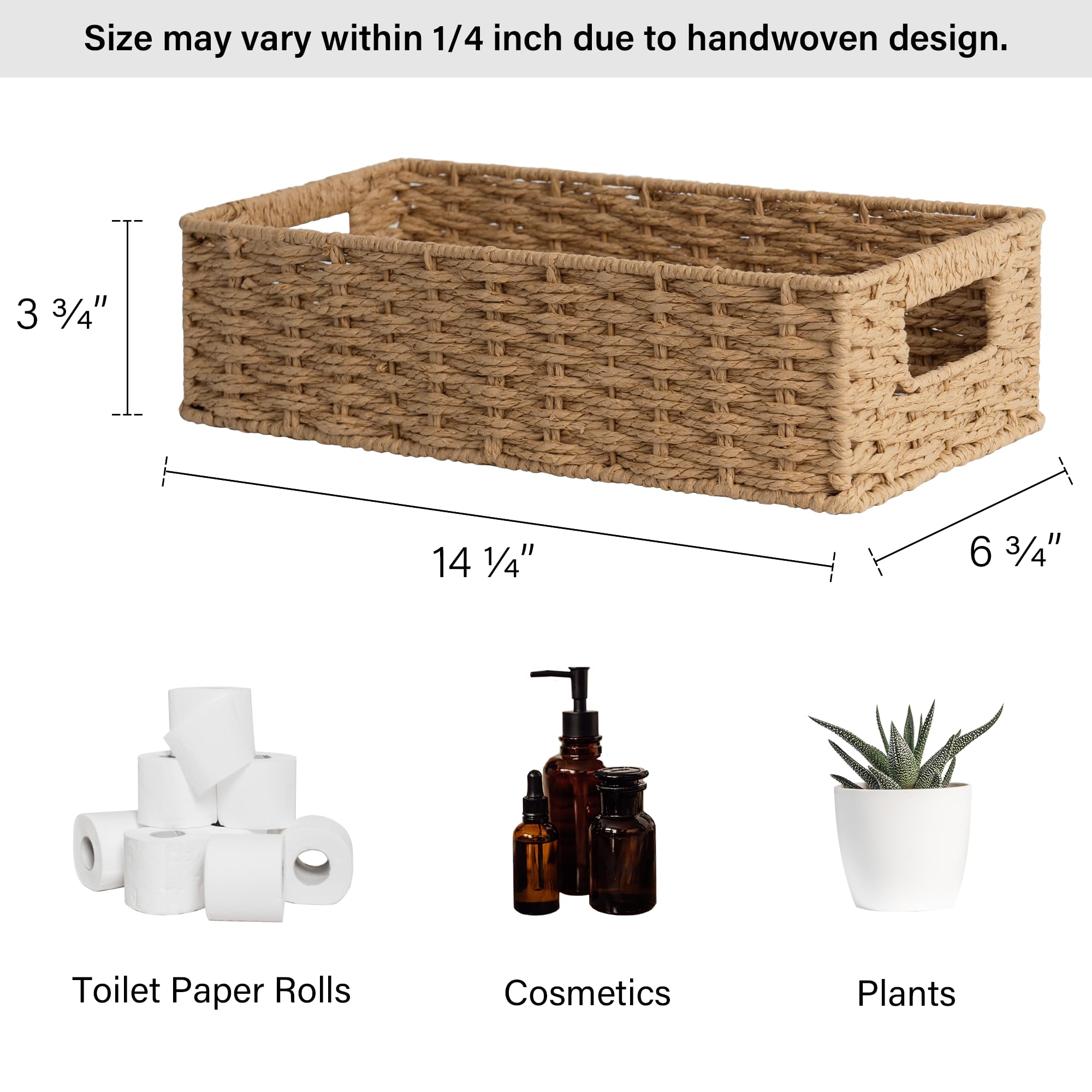 Storageworks Toilet Paper Basket, Orange Round Paper Rope Baskets For Bathroom, Small Toilet Tank Basket, Towel Basket With Buil